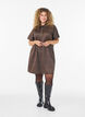 Lyhyt ruudullinen mekko paitakauluksella, Ruskea, Model image number 1