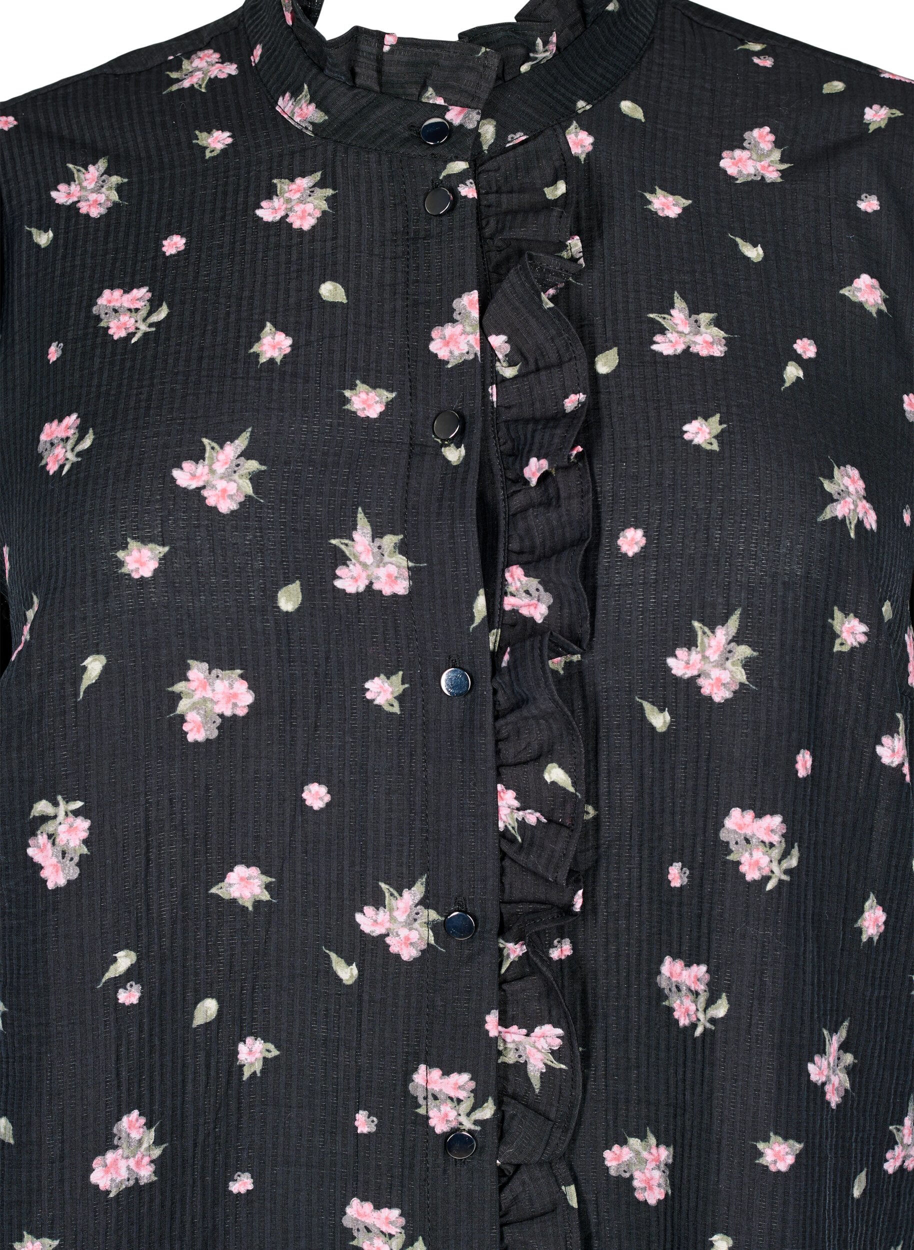 Zizzi Kukkakuvioinen tunika lyocellist&auml;., Musta, Packshot image number 2