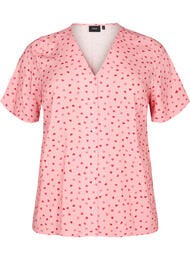 Printattu pyjamapaita viskoosia, Pink Icing W. hearts