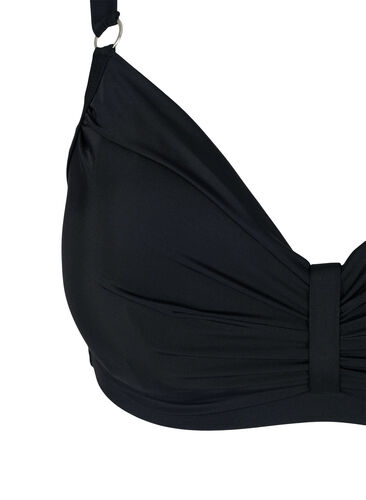 Kaarituelliset bikiniliivit laskoksilla, Black, Packshot image number 2
