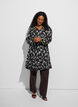 Kuviollinen mekko r&ouml;yhel&ouml;ill&auml; ja pitkill&auml; hihoilla, Musta, Model image number 1