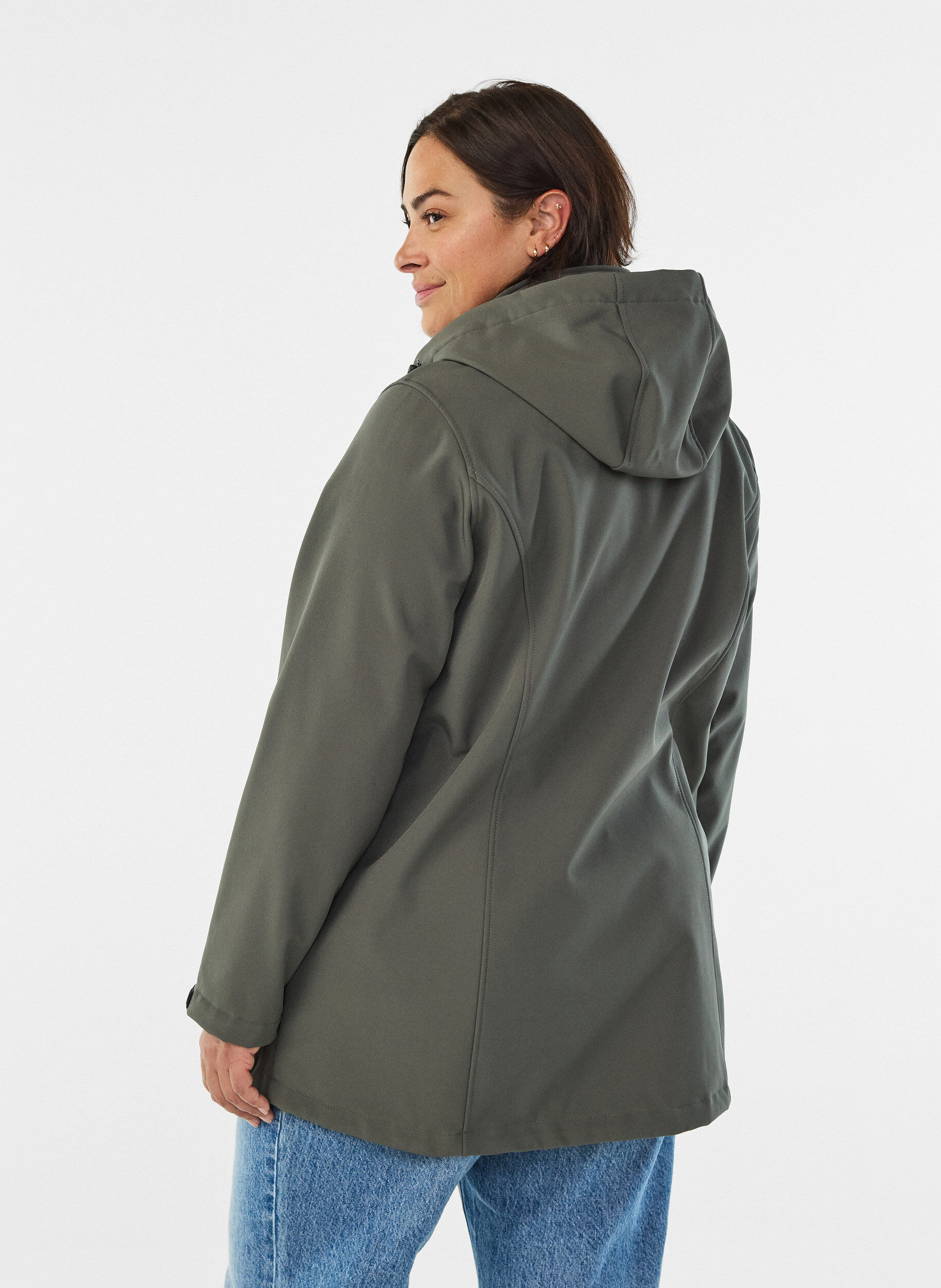 Zizzi Lyhyt softshell-takki irrotettavalla hupulla, Harmaa, Model image number 2