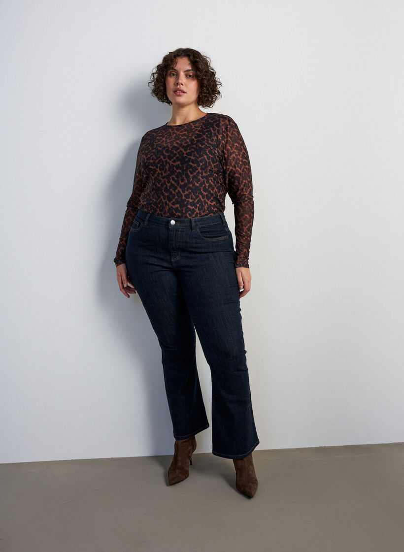 Mesh-pusero printill&auml;, Ruskea, Model image number 1