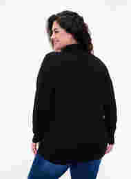 Viskoosinen neulepusero poolokauluksella, Black, Model