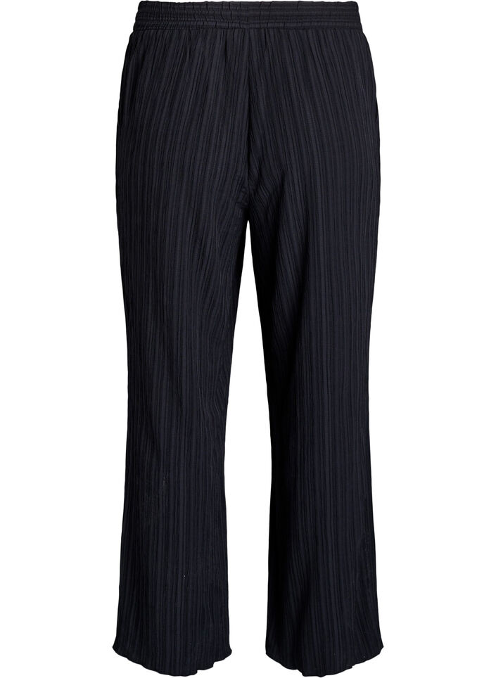 FLASH - Korkeavyötäröiset leveälahkeiset housut, Musta, Packshot image number 1