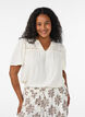 Viskoosipusero broderieanglaise-koristeilla, Beige, Model image number 0