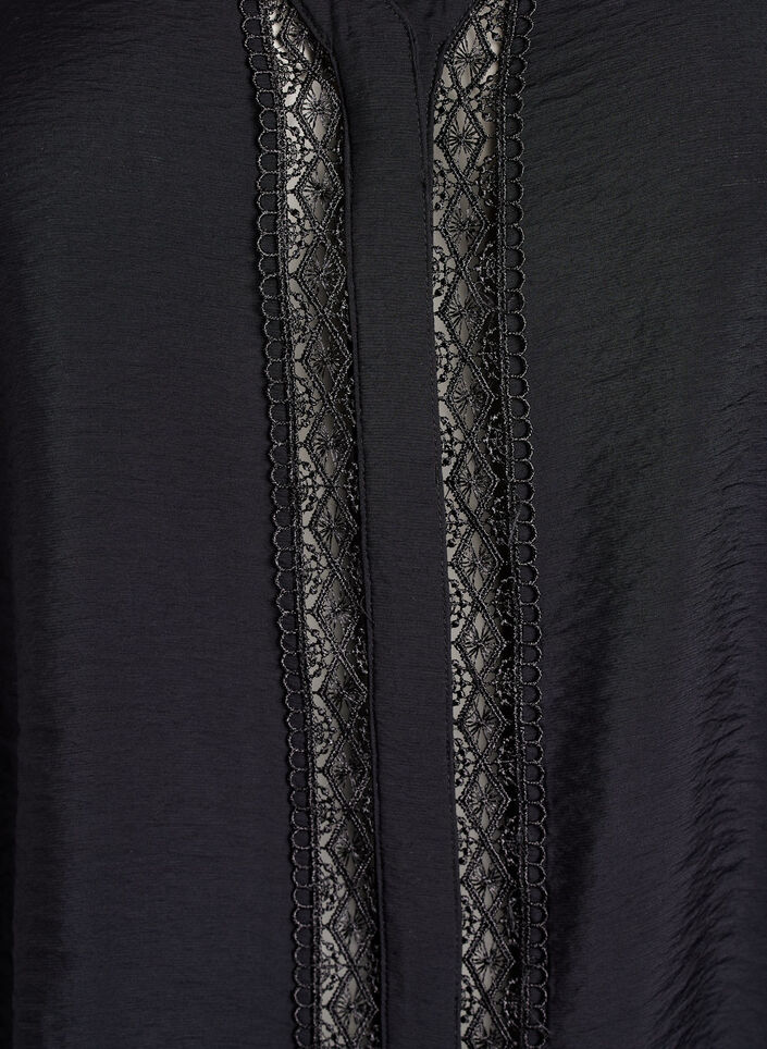 V-pääntiellä varustettu pusero, jossa on kirjailtuja nauhoja, Musta, Packshot image number 2