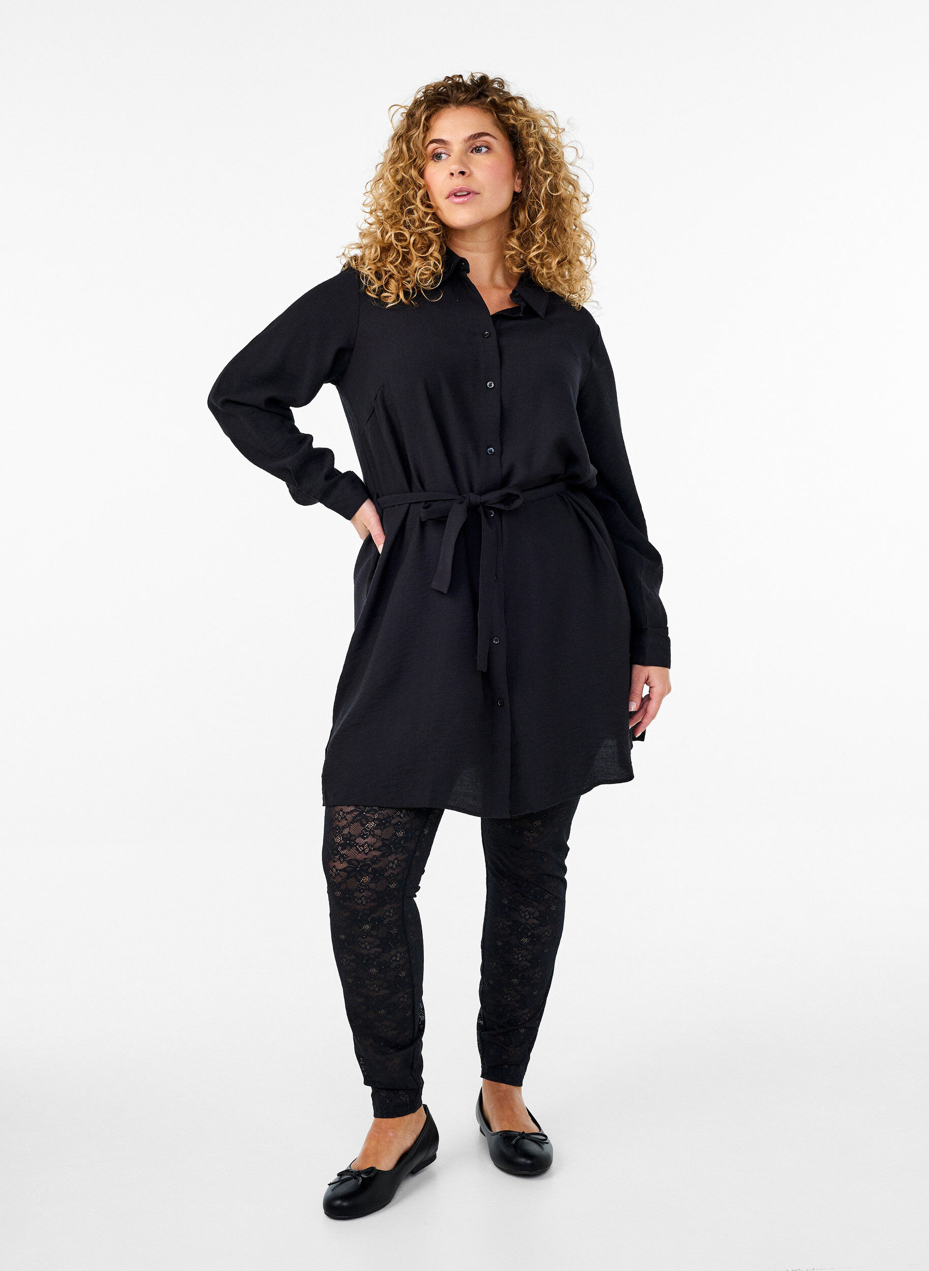 Zizzi Pitsileggingsit, Musta, Model image number 1