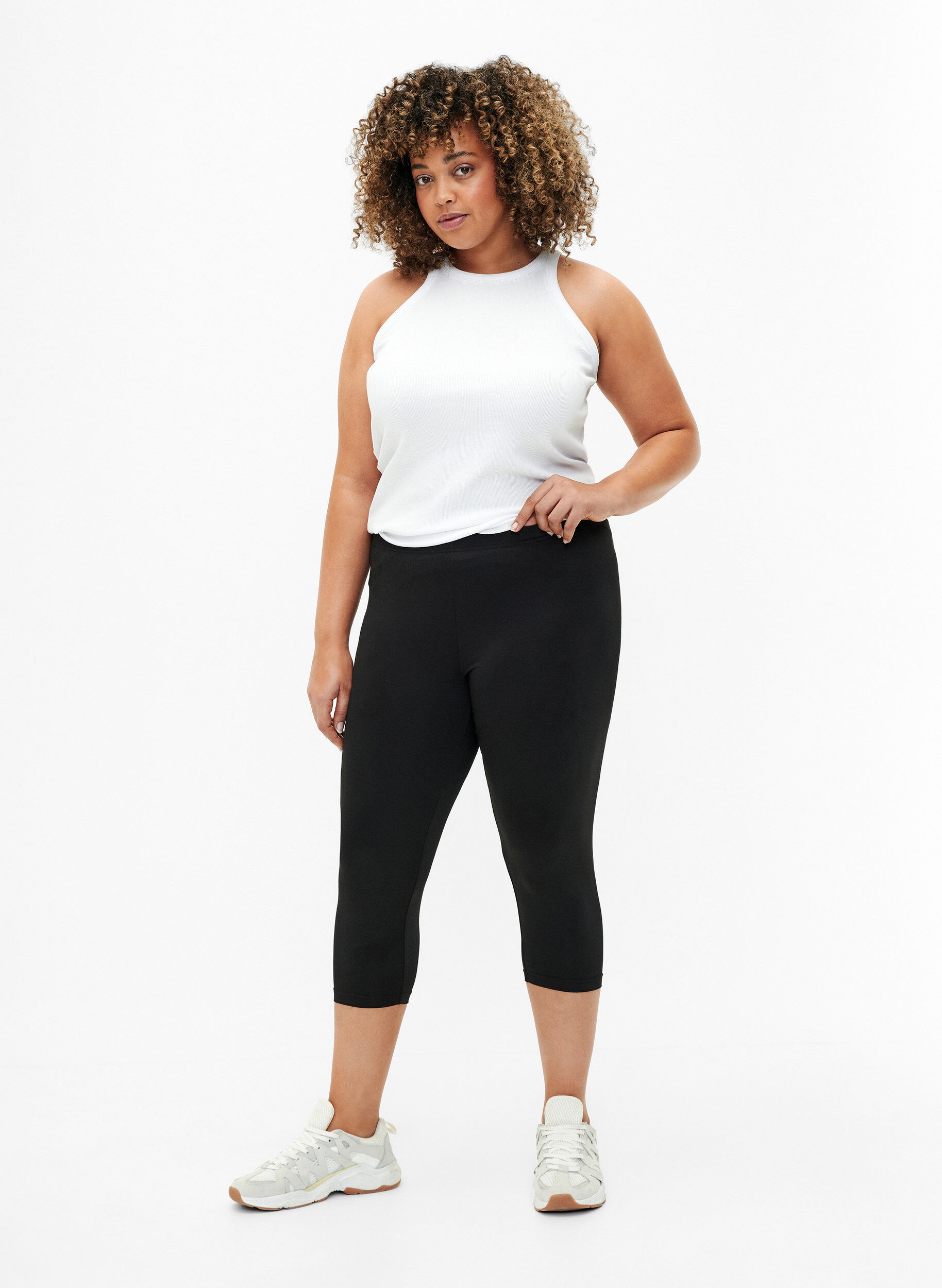 Zizzi 2-pack &frac34;-pituiset leggingsit, Musta, Model image number 1