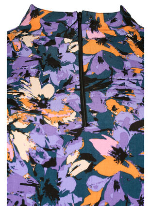 Kukallinen viskoositunika vetoketjulla, Purple Flower AOP, Packshot image number 2
