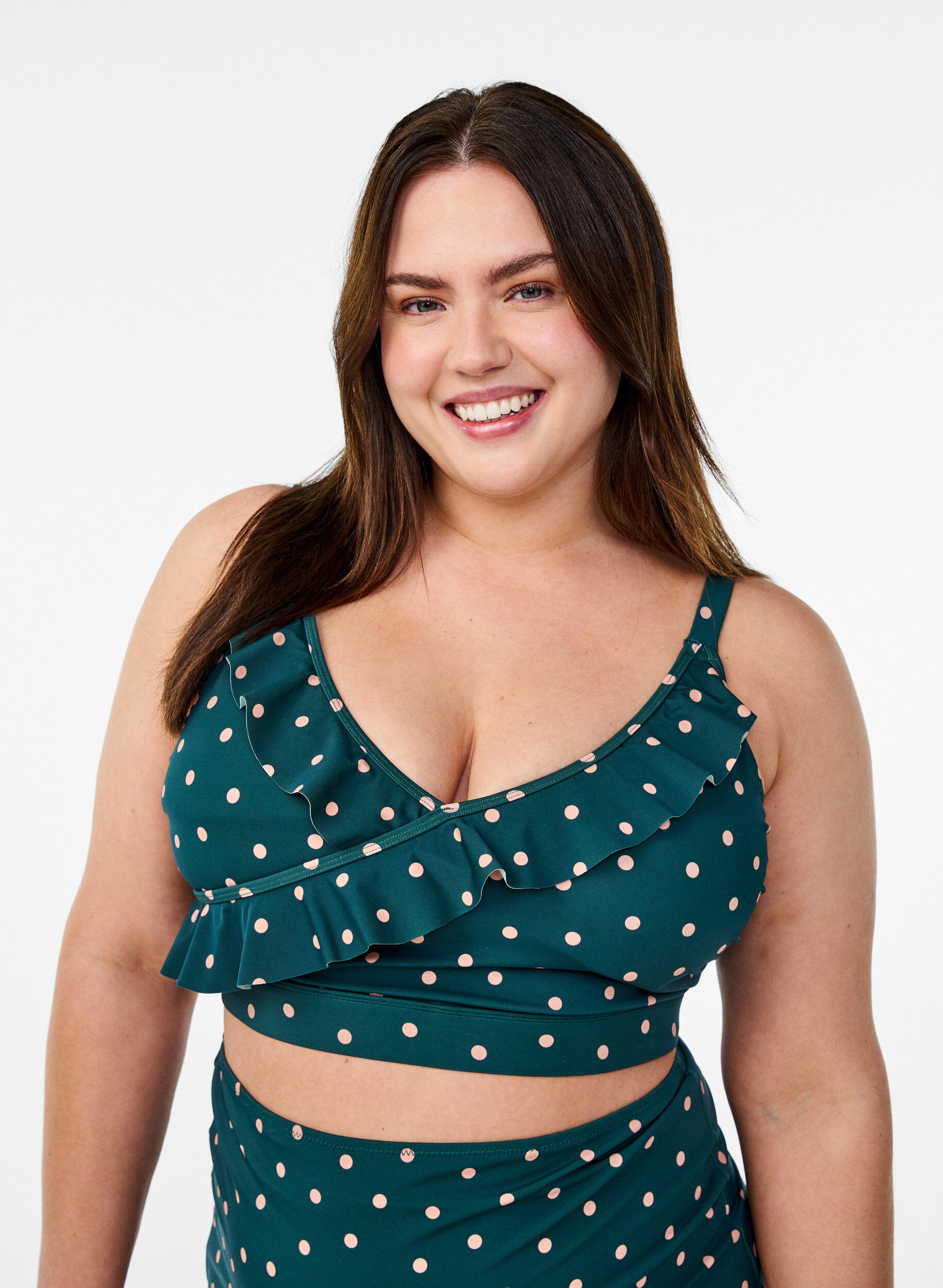 ZizziPilkullinen bikinitoppi r&ouml;yhel&ouml;yksityiskohdilla, Vihre&auml;, Model image number 0