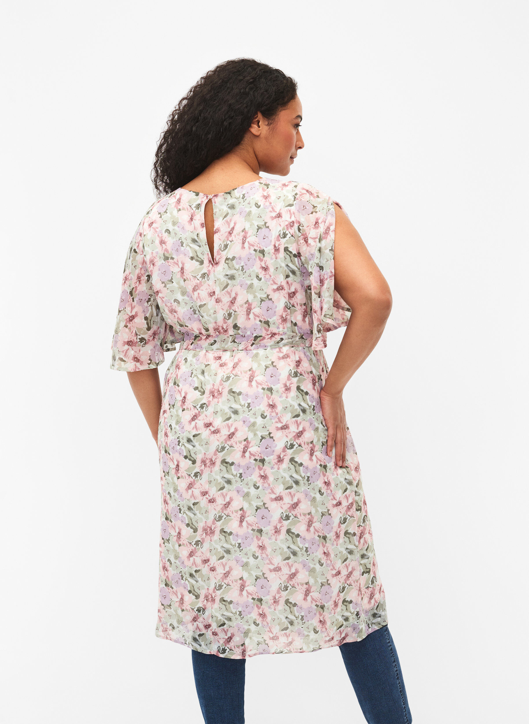ZizziKukallinen mekko nauhalla, Flower AOP, Model image number 1