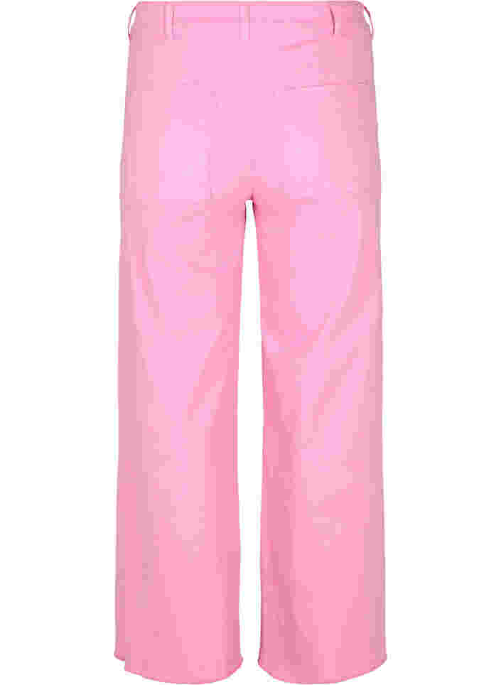 Leveälahkeiset farkut korkealla vyötäröllä, Pink, Packshot image number 1