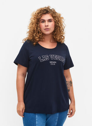 Puuvillainen t-paita tekstiprintillä, Night Sky W. Las, Model image number 0