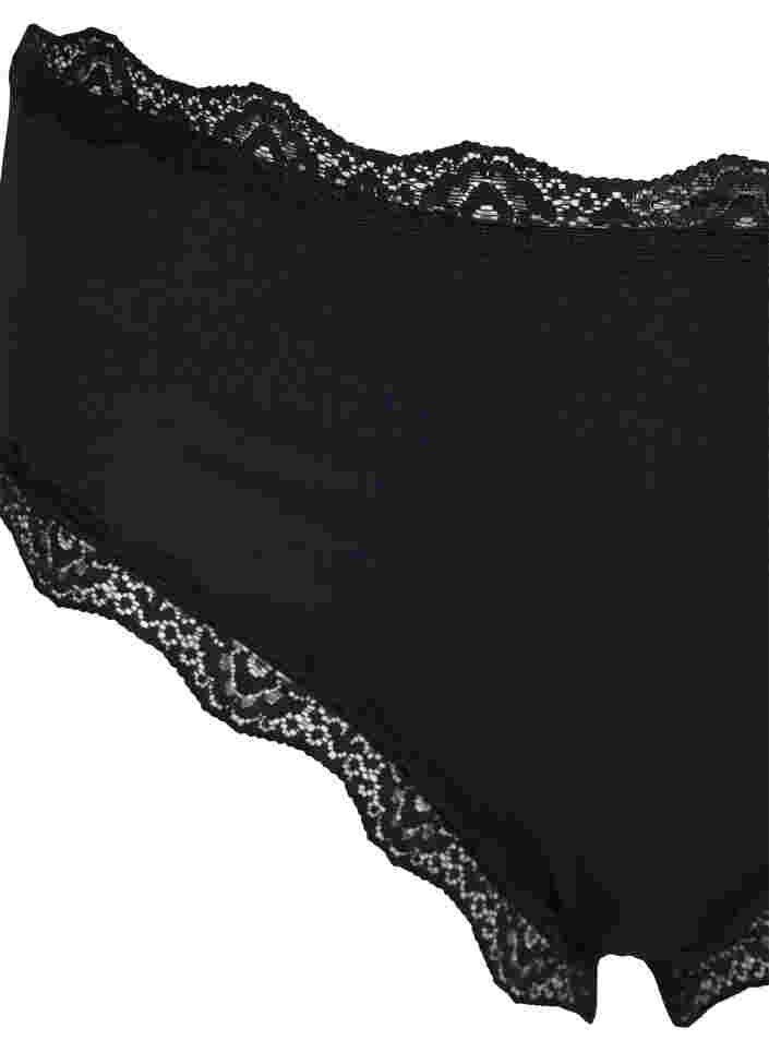 2 kpl alushousuja pitsireunuksilla, Black, Packshot image number 2