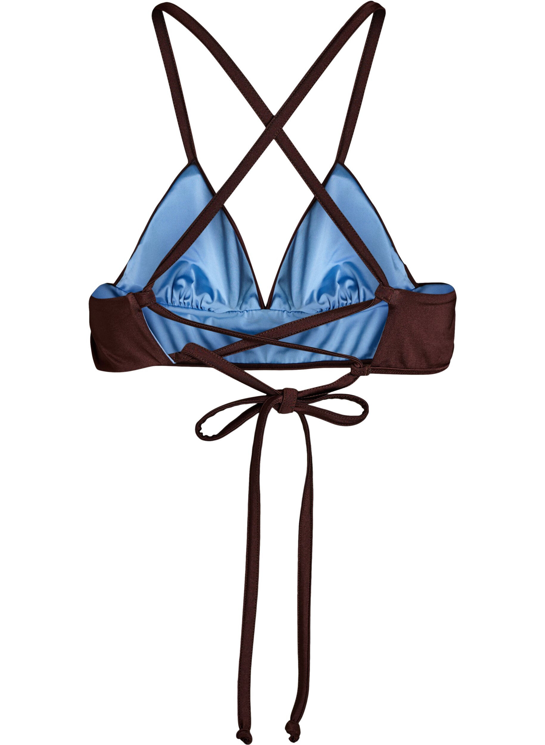 ZizziK&auml;&auml;nnett&auml;v&auml; bikinitoppi V-p&auml;&auml;ntiell&auml; ja ristiselk&auml;olkaimilla, Ruskea, Packshot image number 1