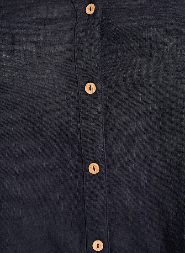 Puuvillainen paitapusero V-p&auml;&auml;ntiell&auml;, Musta, Packshot image number 2