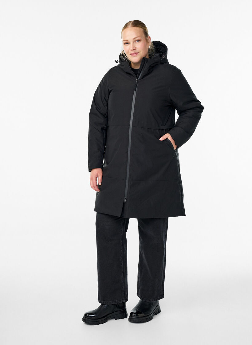 Talvitakki s&auml;&auml;dett&auml;v&auml;ll&auml; vy&ouml;t&auml;r&ouml;ll&auml;, Musta, Model image number 1