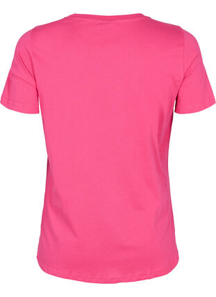Lyhythihainen puuvillainen t-paita tekstipainatuksella, Fandango Pink, Packshot image number 1