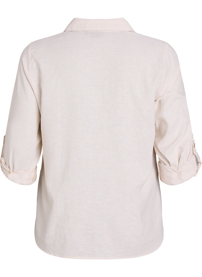 Paita pellavaa ja viskoosia, 3/4-hihoilla, Beige, Packshot image number 1