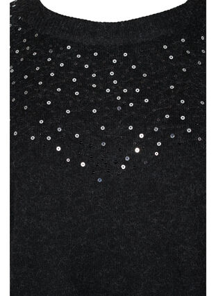 Meleerattu neulepusero paljeteilla, Dark Grey Melange, Packshot image number 2
