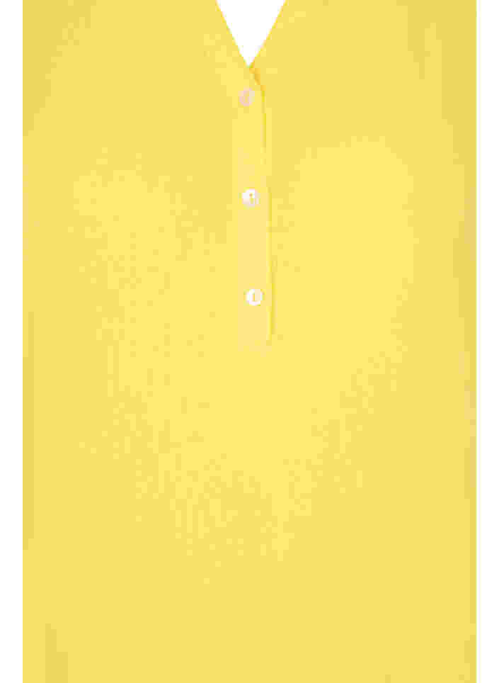 Viskoositunika V-pääntiellä ja napeilla, Primrose Yellow, Packshot image number 2