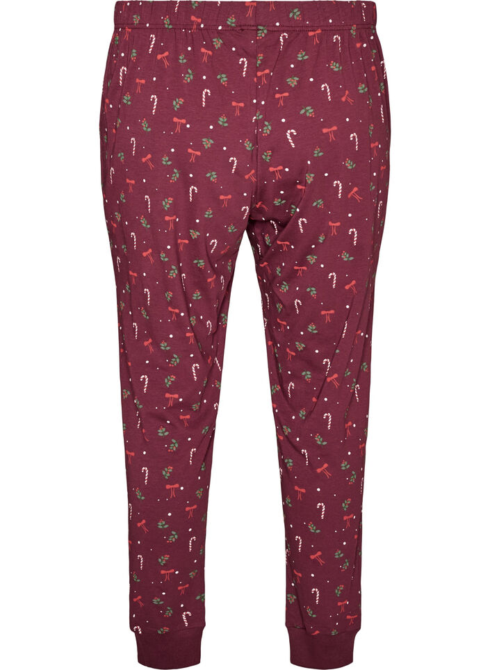 Painetut pyjamahousut, Tumma Bordeaux, Packshot image number 1