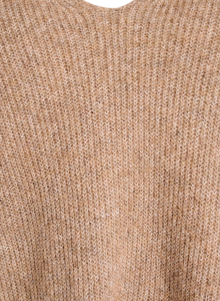 Neulepusero v-pääntiellä ja raglanhihoilla, Ruskea, Packshot image number 2