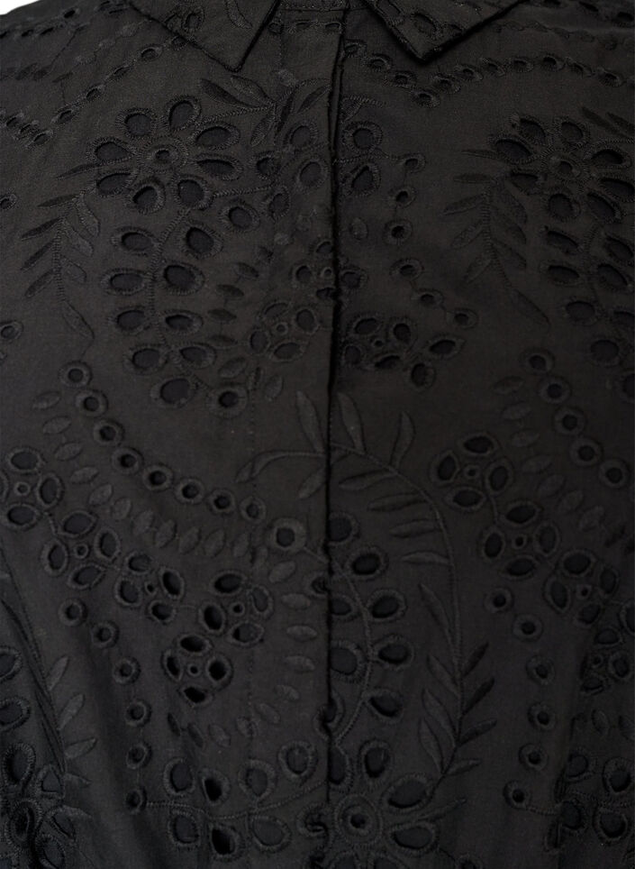 Paitamekko brodeerattua broderie anglaise -kangasta vy&ouml;ll&auml;, Musta, Packshot image number 2