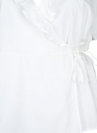 Lyhythihainen pusero röyhelökoristeilla, Bright White, Packshot image number 2