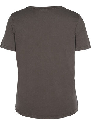 Lyhythihainen t-paita v-aukolla ja painatuksella , Dark Grey Acid wash, Packshot image number 1