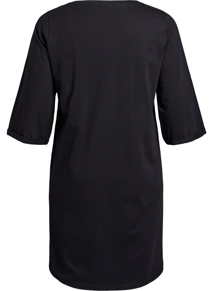 Yöpaita luomupuuvillasta jouluteemalla, Musta, Packshot image number 1