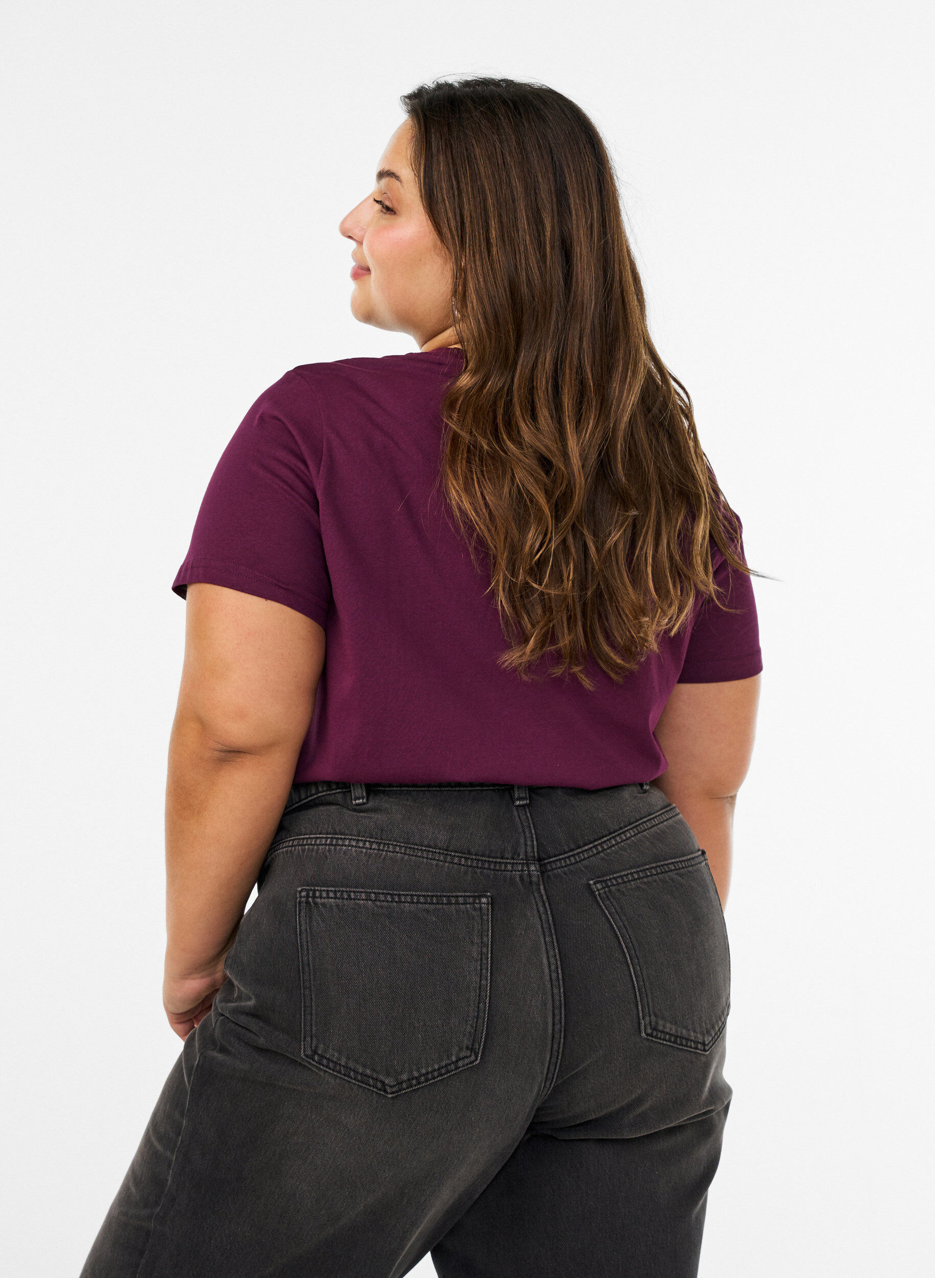 ZizziT-paita kukkakirjailulla ja strasseilla, Violetti, Model image number 2