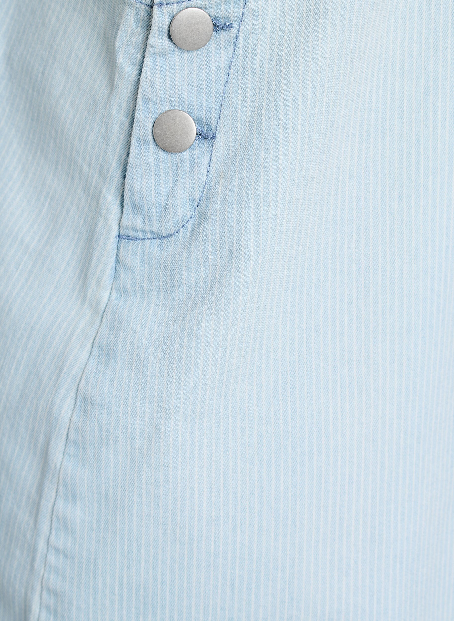 Zizzi Lyhyt farkkuhame henkselill&auml; raidallisesta puuvillasta, Sininen, Packshot image number 3