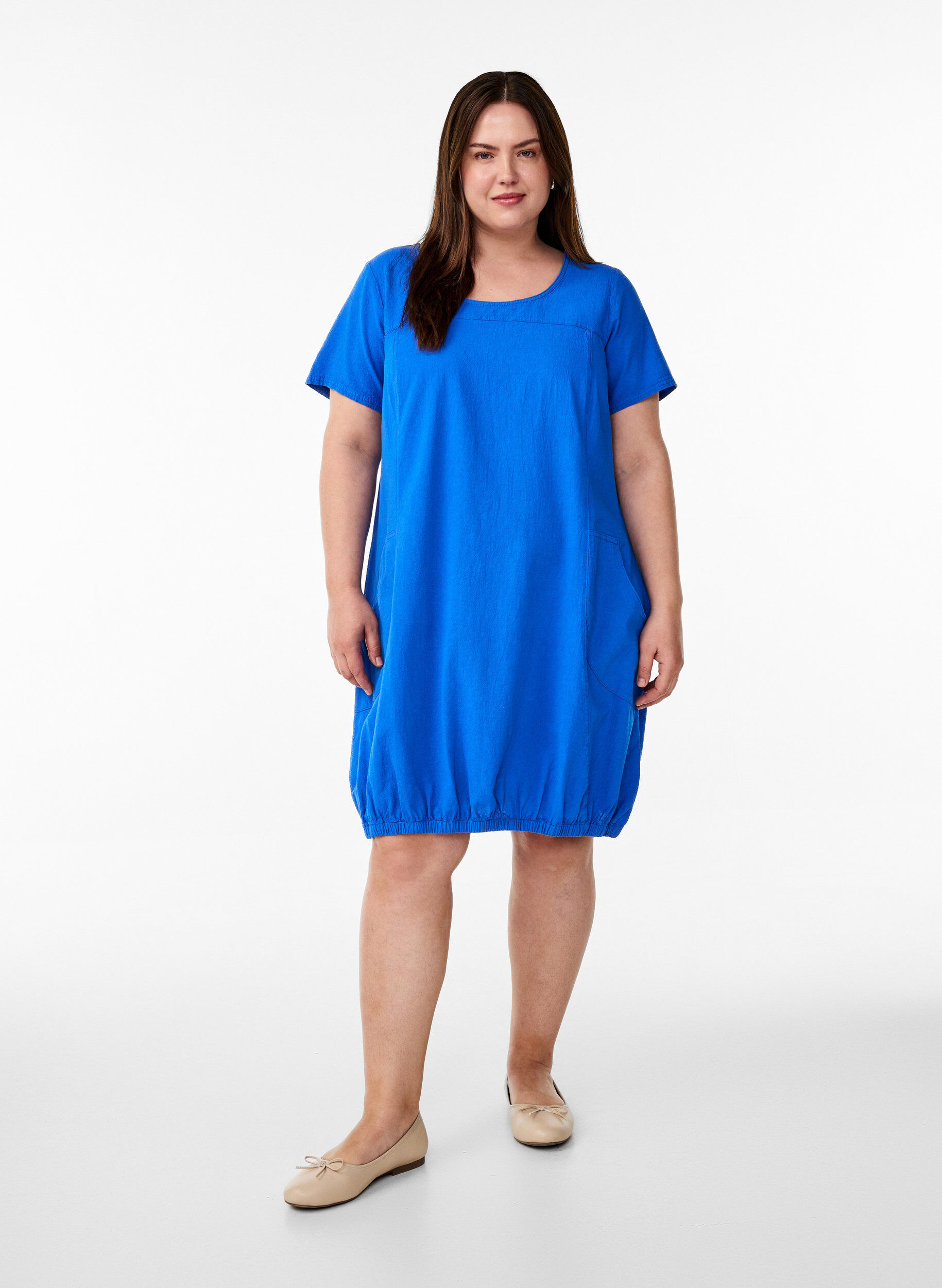 ZizziLyhythihainen puuvillamekko , Sininen, Model image number 1