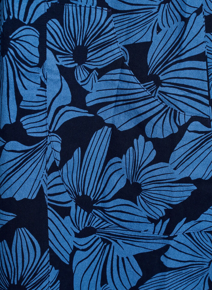 Lyhyt a-linjainen mekko kukkakuviolla, Sininen, Packshot image number 3