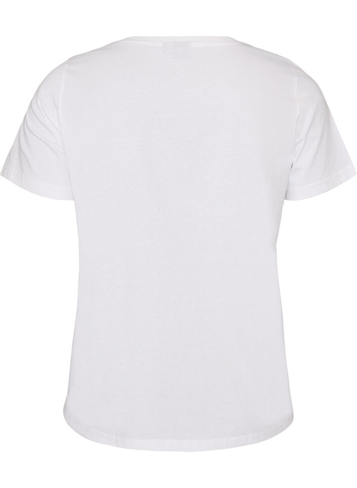 Puuvillainen T-paita etupainatuksella, Valkoinen, Packshot image number 1