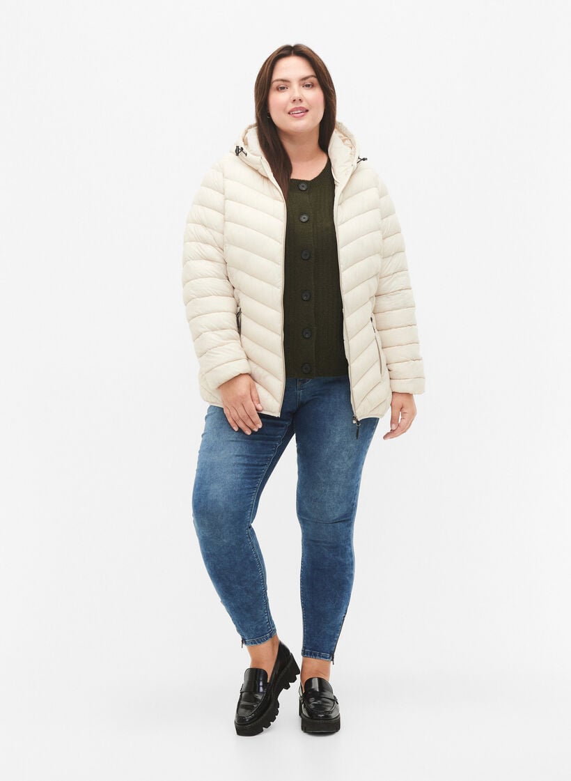 Kevyttakki hupulla, Beige, Model image number 1