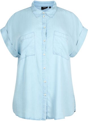 Lyhythihainen paita lyocell-kuidusta (TENCEL™), Light blue denim, Packshot image number 0