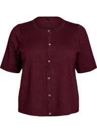 Neulecardigan syd&auml;nnapeilla ja lyhyill&auml; hihoilla, Punainen