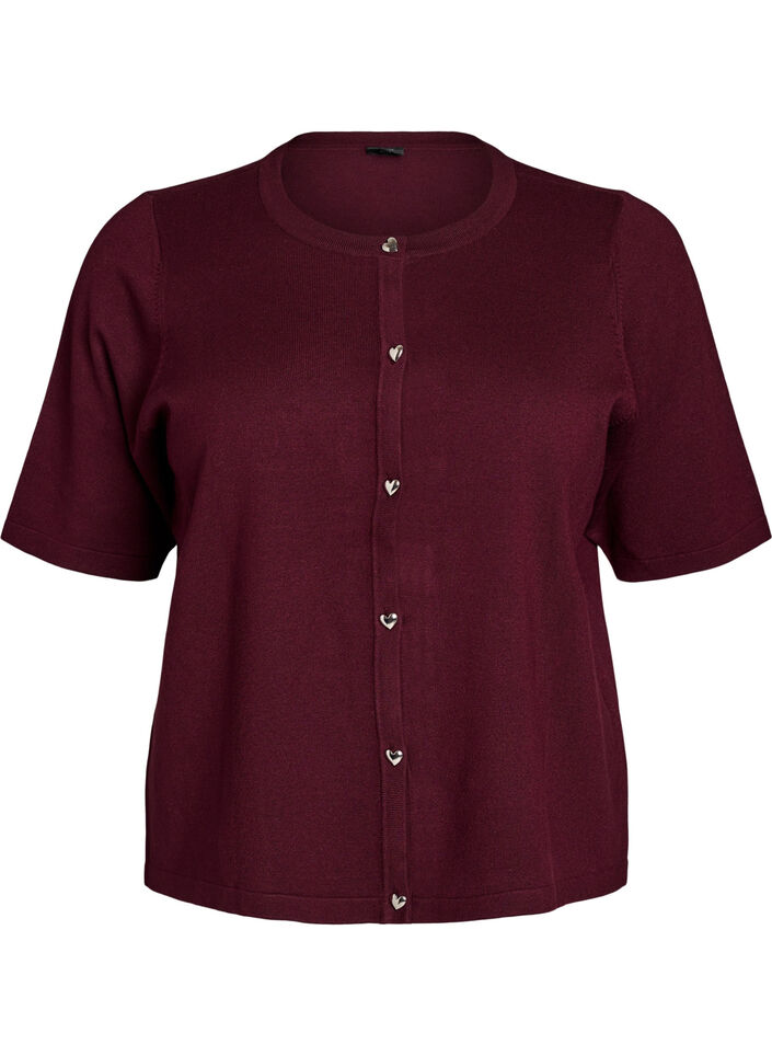 Neulecardigan syd&auml;nnapeilla ja lyhyill&auml; hihoilla, Punainen, Packshot image number 0