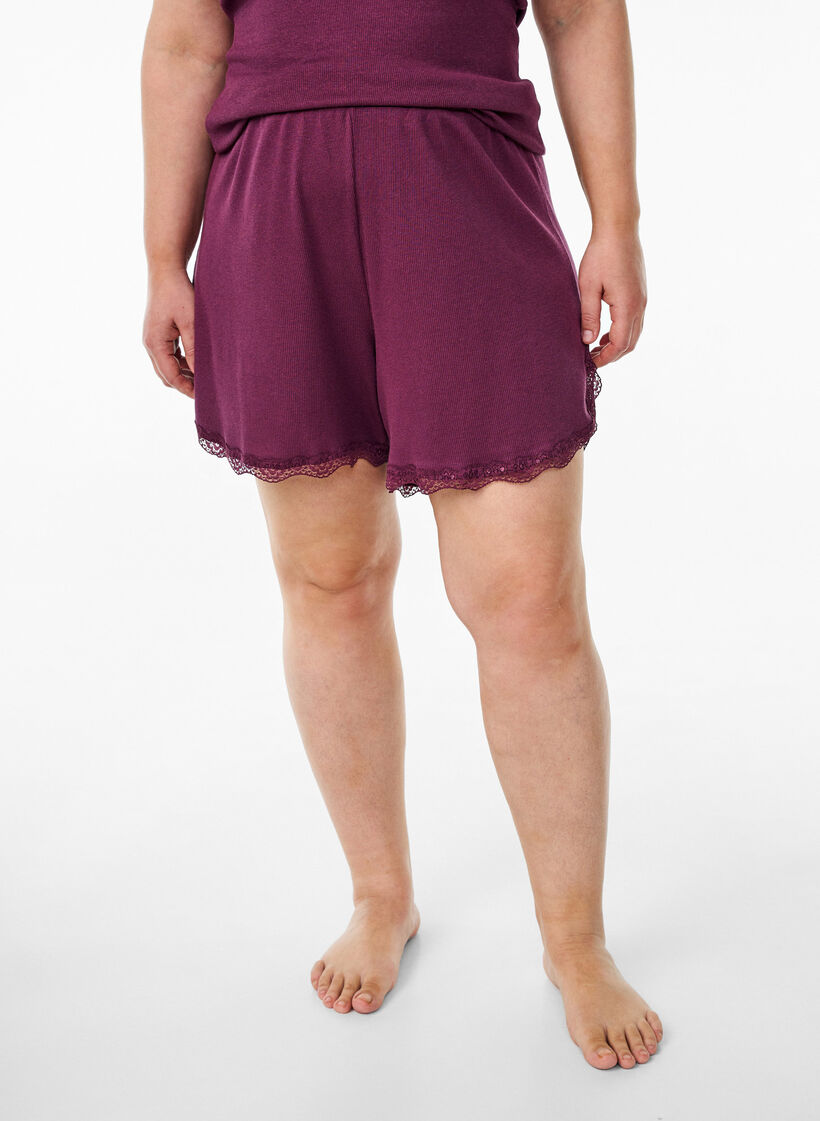 Pitsikoristeinen yläosa, Tumma Bordeaux, Model image number 3