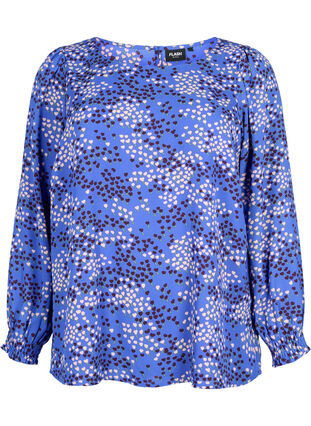 FLASH – Pitkähihainen smokattu ja kuviollinen pusero, Dazzling Blue AOP, Packshot image number 0
