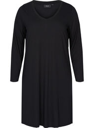 Yksinkertainen mekko v-aukolla ja pitkillä hihoilla, Black