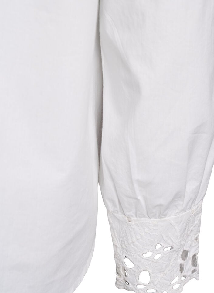 V-pääntiellinen pusero broderie anglaise -yksityiskohdilla, Valkoinen, Packshot