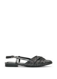 Kimalteleva slingback-korkokenk&auml; rusettikoristeella, Musta