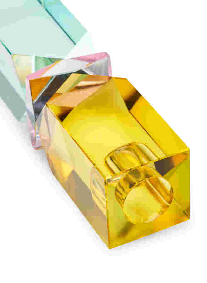 Kynttilänjalka kristallista, Gul/Pink/Mint, Packshot image number 1