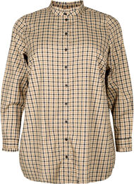 Ruudullinen paitapusero röyhelöillä, Brown Check, Packshot