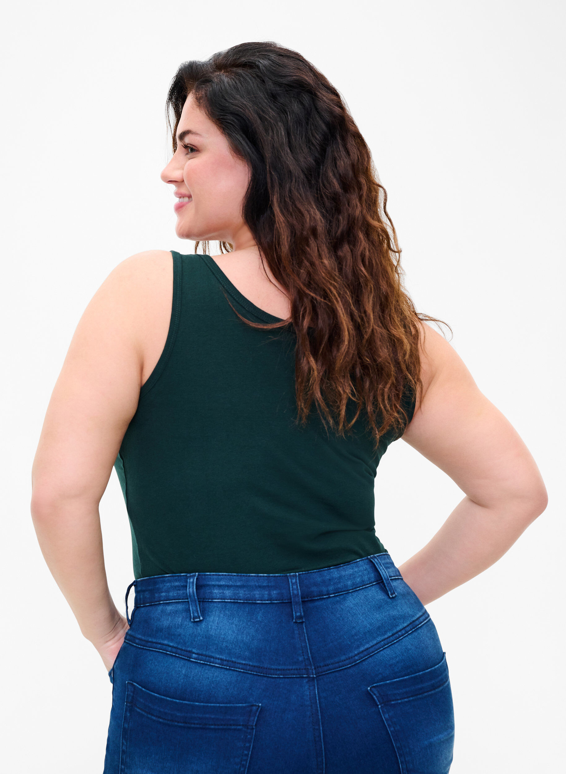 ZizziYksiv&auml;rinen perustoppi puuvillasta, Vihre&auml;, Model image number 2