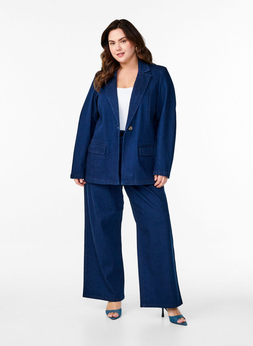 Denim-bleiseri taskuilla, Sininen, Model image number 1